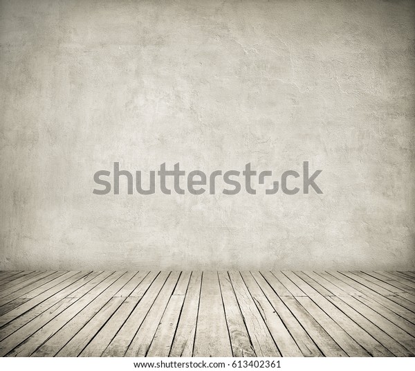 Room Interior White Stucco Wall Wooden Stock Photo (Edit Now) 613402361