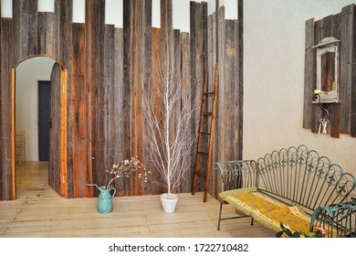 
Room Interior With Wooden Wall In Provence Style