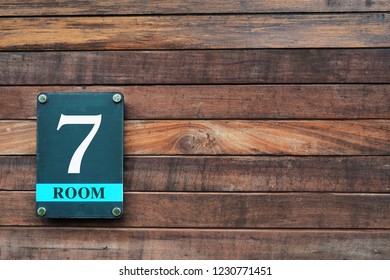 Room Number Or Name Plate Sign On The Wooden Wall For Hotel Or Resort 