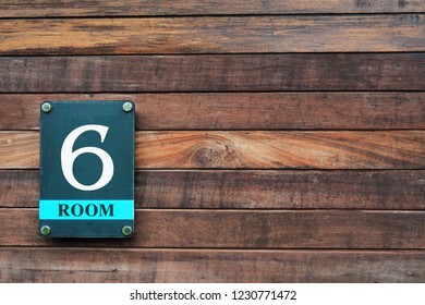 Room Number Or Name Plate Sign On The Wooden Wall For Hotel Or Resort 