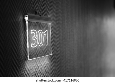 Room Number. Plastic Sign With Led Light Behind.