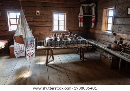 A room in an old Belarusian peasant hut.