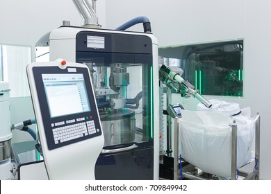 The Room In The Production Laboratory With An Electronic Device For The Manufacture And Packaging Of Tablets. Study, Development And Production Of Medical Products.