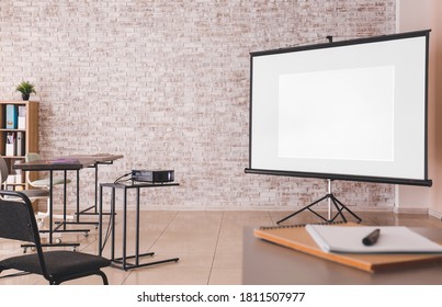 Room With Projector Prepared For Conference In Office