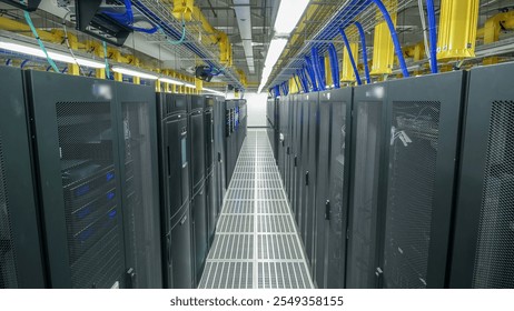 Room with rows of server hardware in data center timelapse hyperlapse. Modern equipment in special room - Powered by Shutterstock - Get 15% off with code: PIKWIZARD15