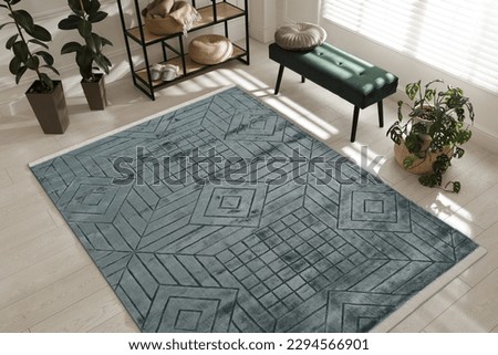 room scene with colorful carpet