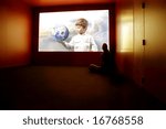 a room with a screen