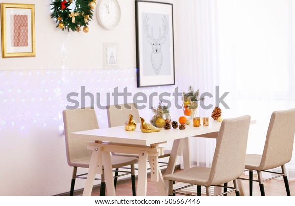 Room Table Chairs Decorated Christmas Stock Photo Edit Now