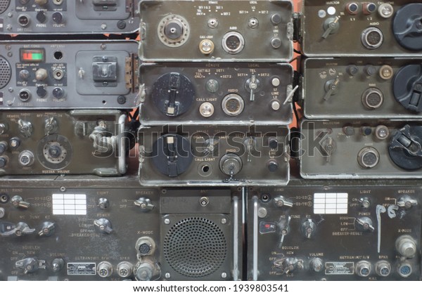 room with very old radio
equipment