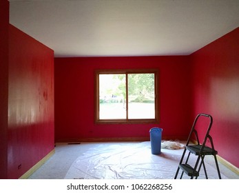 Room Walls Wet With Bold Red Paint