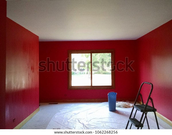 Room Walls Wet Bold Red Paint Stock Photo Edit Now 1062268256