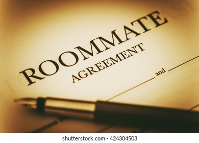 Roommate Agreement Signing. Sharing Living Space Legal Agreement.