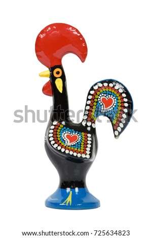 Rooster of Barcelos isolated on white background with clipping path