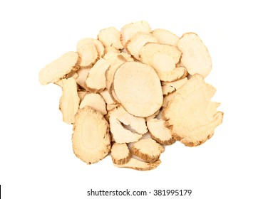 The root of angelica dahurica used in traditional Chinese medicine, on a white background.