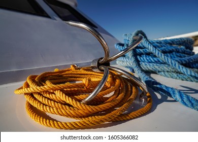 Rope And Anchor Detail On Boat                              