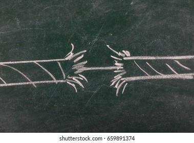 Rope Breaking Drawing On Chalkboard, Blackboard Texture