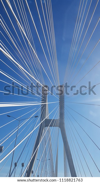 rope bridge over the\
river