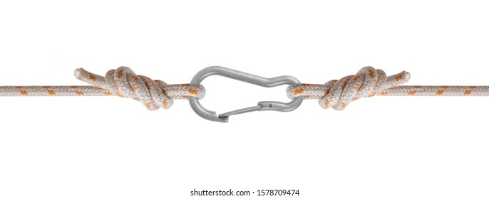 rope and  carabiner lock isolated on white with clipping path included. - Powered by Shutterstock