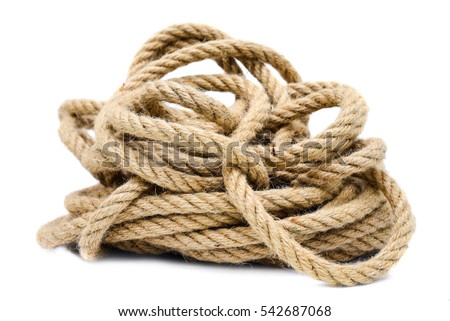 Rope closeup on white background isolated