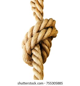 Rope Knot Isolated On A White Background. Concept For Trust, Faith, Strength Or Stress.