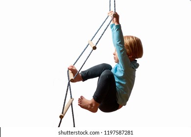 rope ladder child climbs and swings .Way up - Powered by Shutterstock