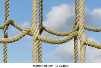 Rope net used for children climbing, blue sky - Powered by Shutterstock