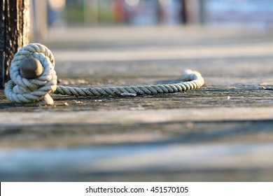 Rope On Jetty, Lake Cayuga At Ithaca, New York