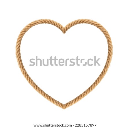Rope in the shape of heart isolated on white