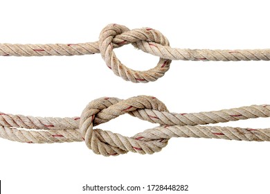 Rope Square Knot Isolated On White Background With Clipping Path