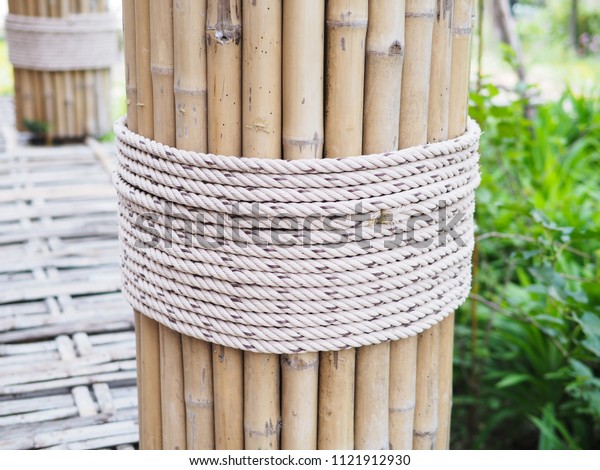 Rope Tie On Wood Pillar Decorate Stock Photo Edit Now 1121912930