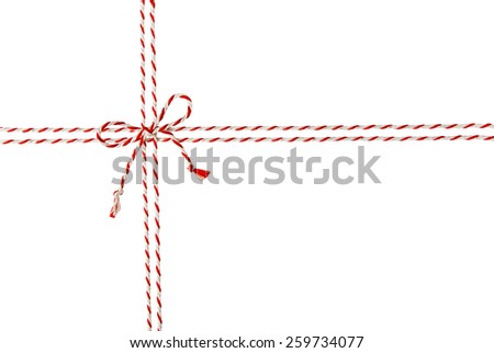Rope Tied Bow Knot for White Envelope Package, Red Ribbon Cord of Postal Mail Pack, Seamless