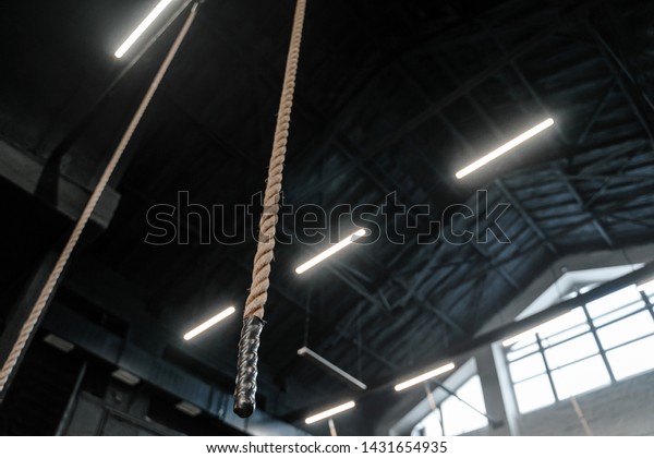 Ropes Hanging Ceiling Gym Copy Space Royalty Free Stock Image