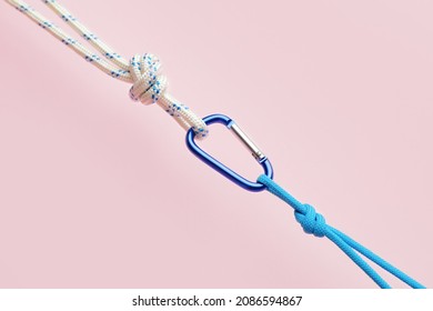 Ropes With Lobster Clasp On Color Background