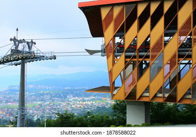 Ropeway "Argo" against the background of the city of Batumi. Georgia