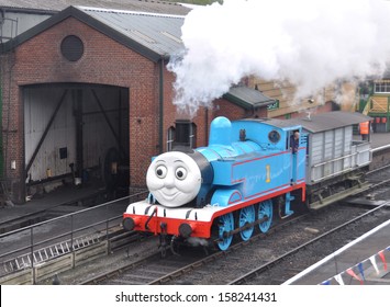 ROPLEY, UK - APRIL 7. Thomas The Tank Engine Is A  Steam Locomotive Based On Books By Wilbert Awdry, Running At The Watercress Line Preserved Railway On April 7, 2012 At Ropley, Hampshire, UK. 