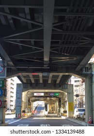 ROPPONGI, TOKYO / JAPAN – FEBRUARY 18, 2019: The Ramp At Iikura Interchange Of Shuto Expressway Inner Circular Route At Roppongi In Minato, Tokyo, Japan Early In The Morning.