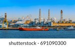 Ro-Ro Cargo ships berthed on pier next to Posco steel mill at the Port of Gwangyang, Jeonnam, Korea.