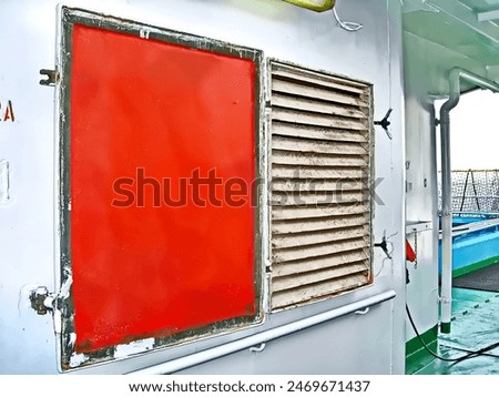 Ro-Ro ship. The various constructions, anchoring and mooring equipment  and systems on the upper and inner decks of the sea vessel. 