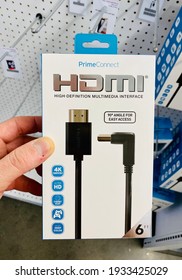 Ros, CA - March 6, 2021: Prime Connect  Brand Of An HDMI Cable In A Box, 6 Feet Long.