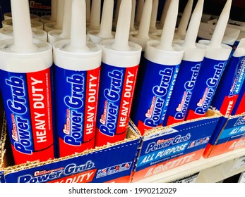 Ros, CA - May 10, 2021: Tubes Of Power Grab Construction Adhesive By Loctite. 