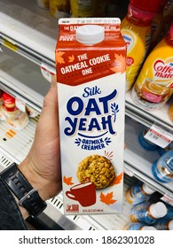 Ros, CA - November 24, 2020: ￼ Oat Yeah Carton Of Oatmilk Coffee Creamer By Silk Company. ￼