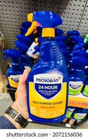 Ros, CA - November 3, 2021: Blue Bottle Of Microban Multi Purpose Cleaner, Citrus Scent.