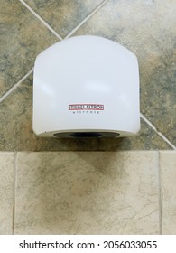 Ros, CA - September 28, 2021: Stiebel Eltron Ultronic Hand Air Dryer On Bathroom Wall.