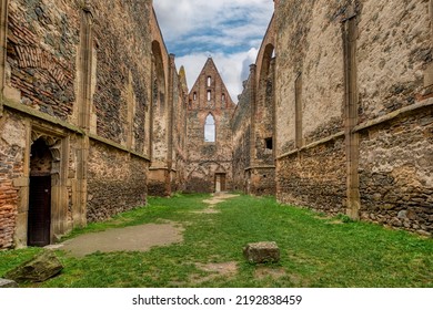 The Rosa Coeli Monastery. Ancient Catholic Ruin Of Monastery Near Dolni Kounice City. Religion Gothic Place With Spiritual History Builded From Stone. Medieval And Historical Heritage. Czech Republic