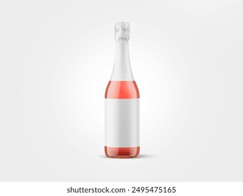 Rose bottle wine Champagne mockup, blank on isolated background