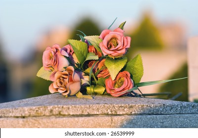 Rose Bouquet At Grave Yard