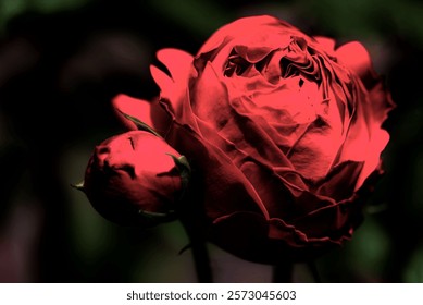 Rose close-up, creative black background, showcasing the charm of nature
