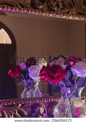rose
flower
white 
jar 
glass
mirror