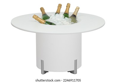 Rose flowers ice cooled sparkling wine and champagne bottle isolated on white. - Powered by Shutterstock