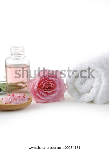 Rose Flowers Massage Lotion Spoon Spa Stock Photo Edit Now 100254161